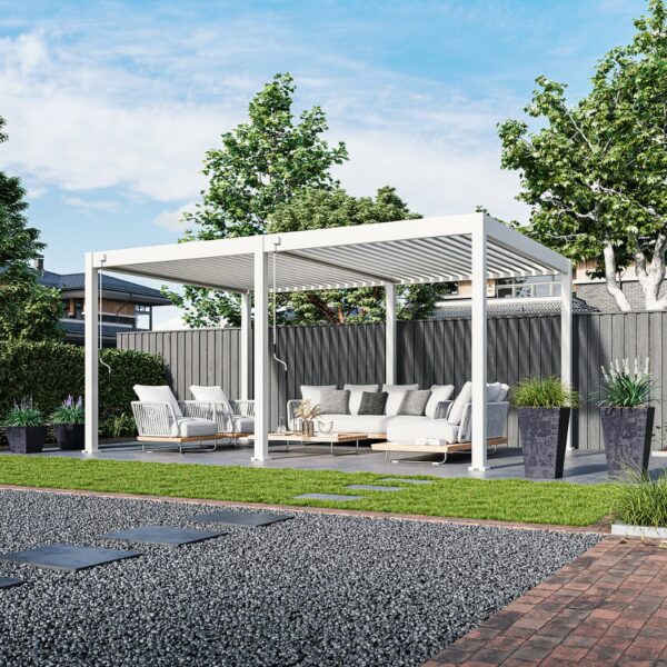 Alternative view of Weide Pergola 3.6x5.3m freistehend | Voll-Aluminium | Deluxe Plus | Weiss