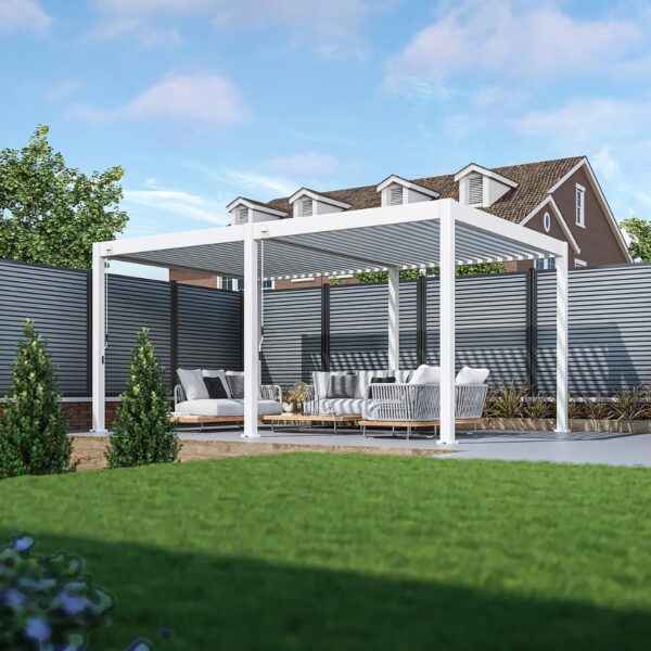 Weide Pergola Deluxe Plus 3.6x5.3m mit Lamellendach Weiss