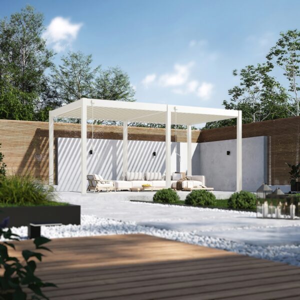 Weide Pergola Classic 3x5.3m mit Lamellendach Weiss