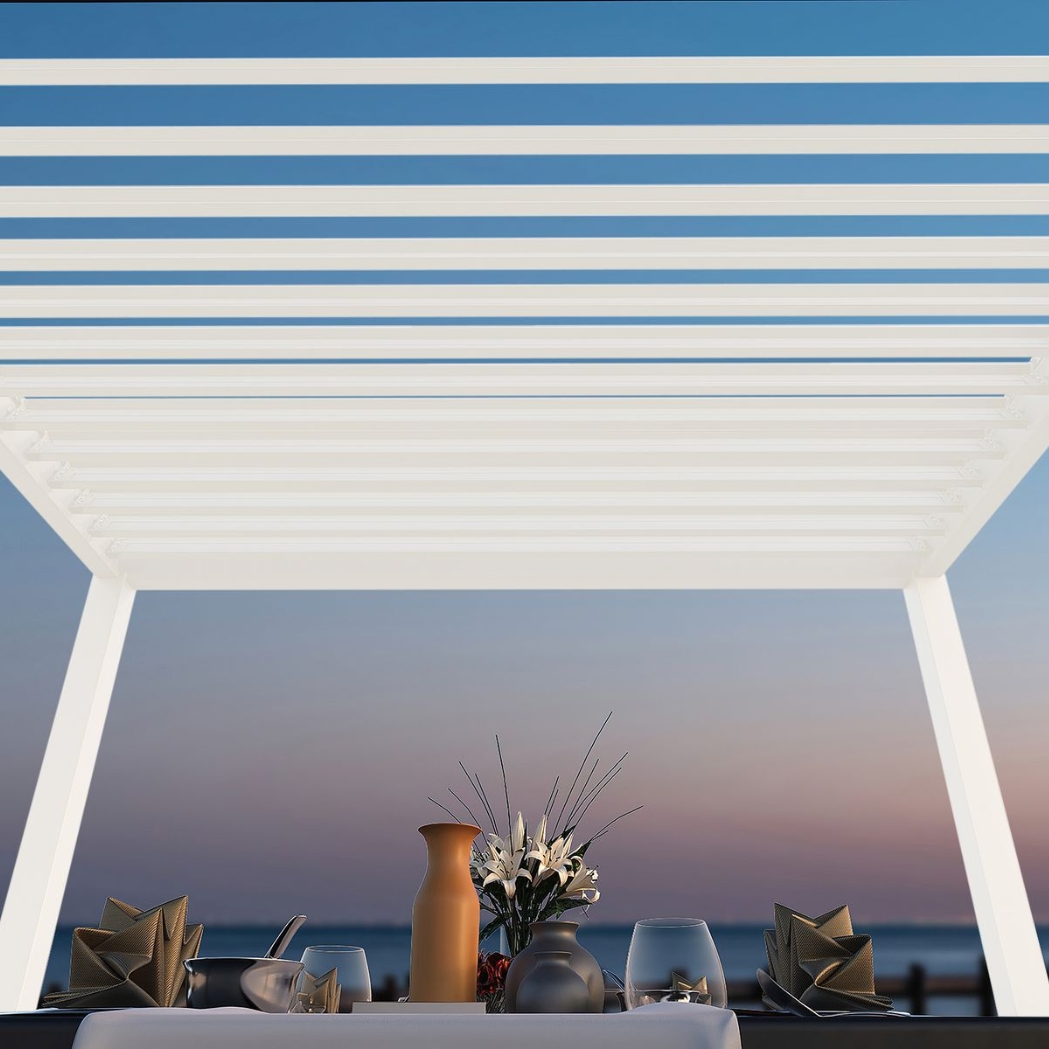 Weide Pergola Classic 3x5.3m mit Lamellendach Weiss – Bild 7