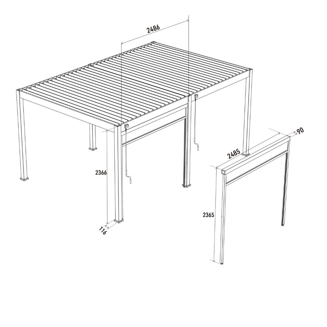 Sonnenrollo für Ventaris/Weide Pergola 2.65m Anthrazit – Bild 8