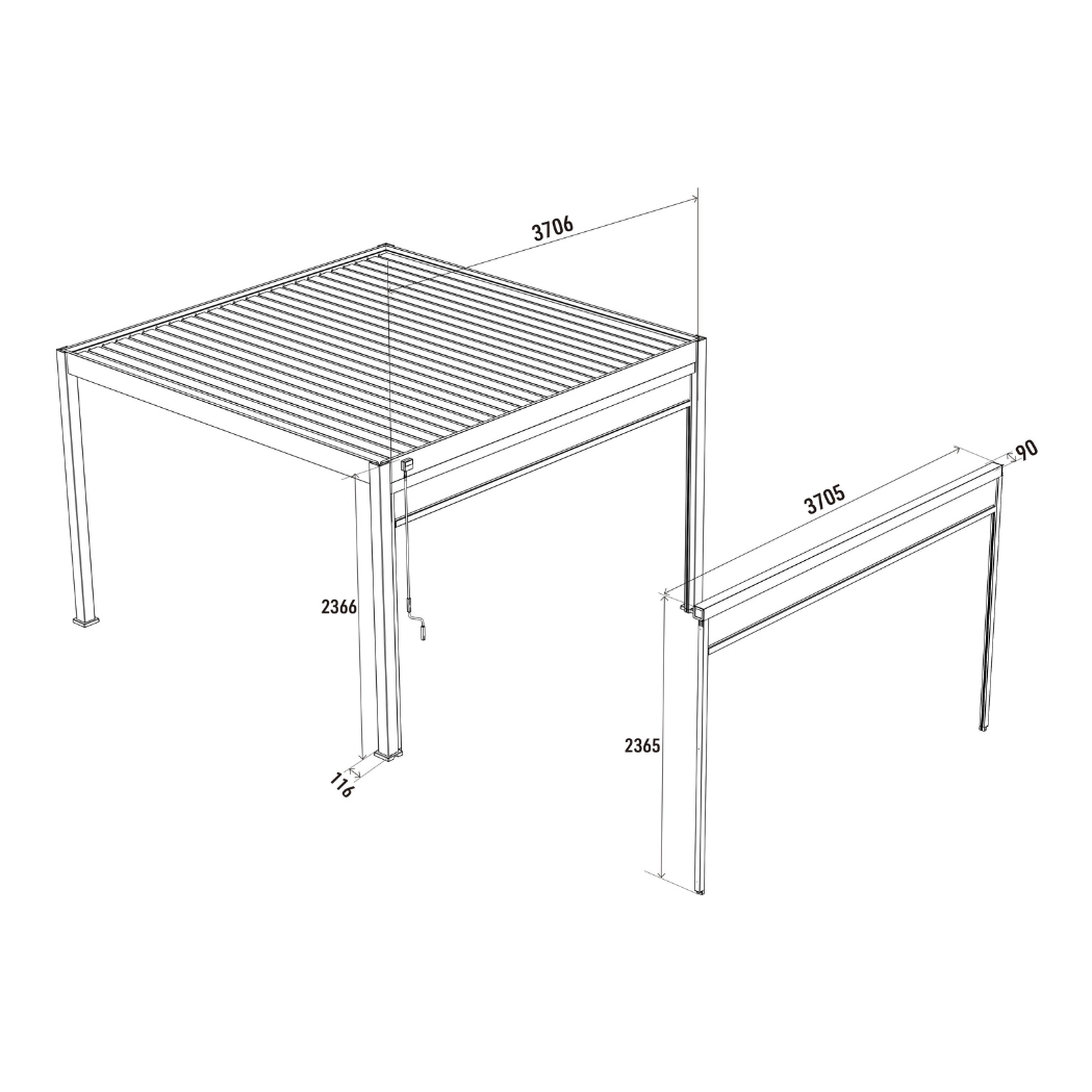 Sonnenrollo für Ventaris/Weide Pergola 4.00m Weiss – Bild 4