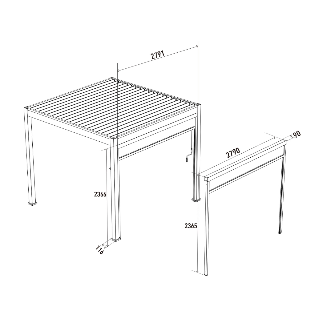 Sonnenrollo für Ventaris/Weide Pergola 3m Anthrazit – Bild 8