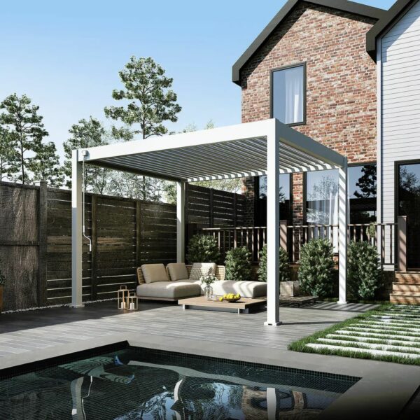 Weide Pergola Classic 3x3.6m mit Lamellendach Weiss