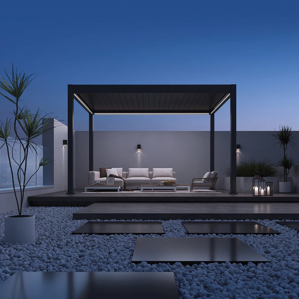 Weide elektrische Pergola 3x4m Anthrazit mit LED – Bild 2