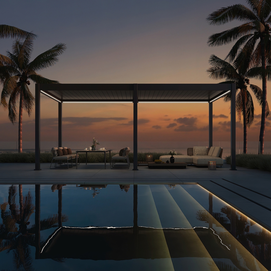 Weide elektrische Pergola 3x6m Anthrazit mit LED – Bild 2