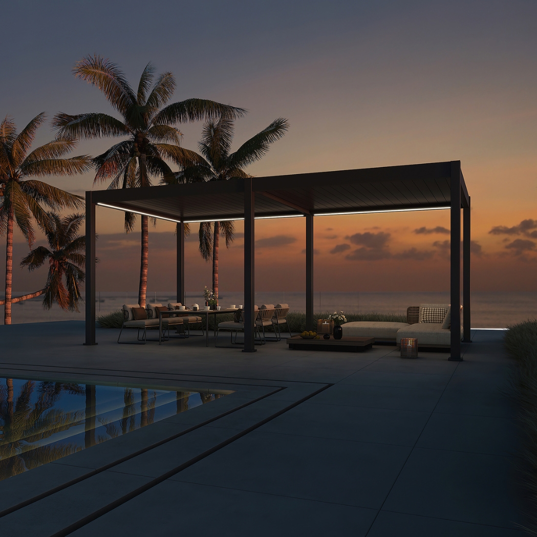 Weide elektrische Pergola 3x6m Anthrazit mit LED