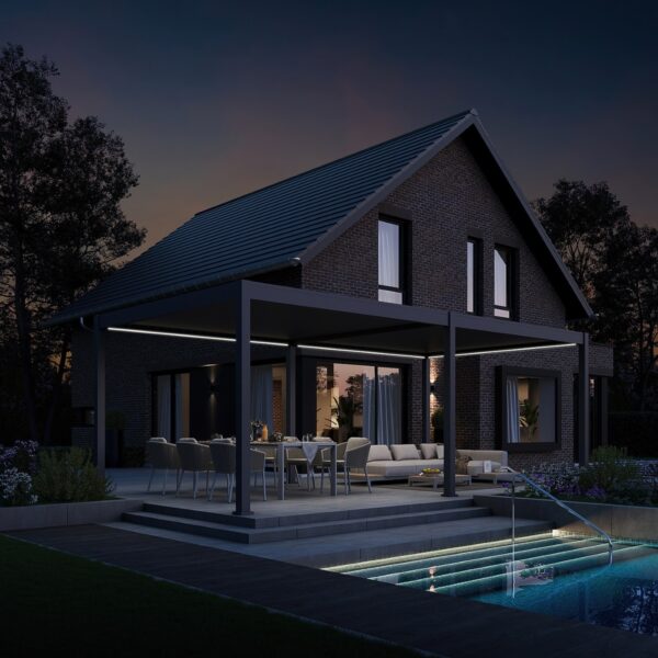 Weide elektrische Pergola 4x6m Anthrazit mit LED