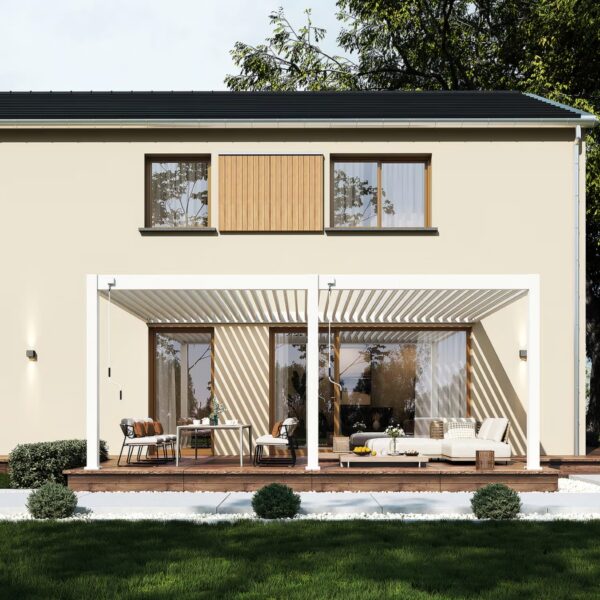 Alternative view of Weide Wandpergola 4x6m | Voll-Aluminium | Deluxe Plus | Weiss