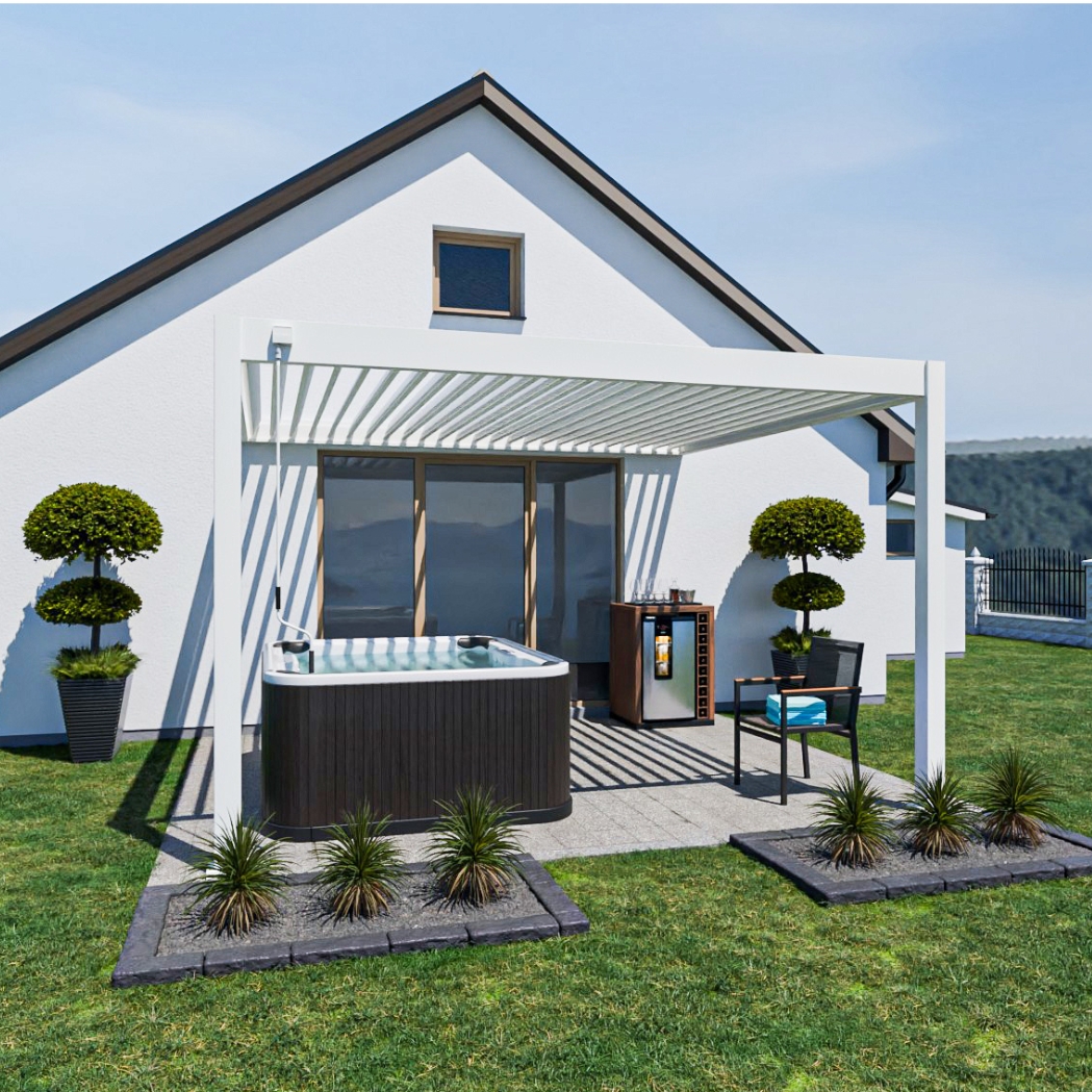 Weide Wandpergola Deluxe Plus 3.6x4m Weiss – Bild 2