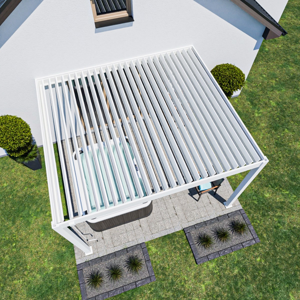 Weide Wandpergola Deluxe Plus 3.6x4m Weiss – Bild 3