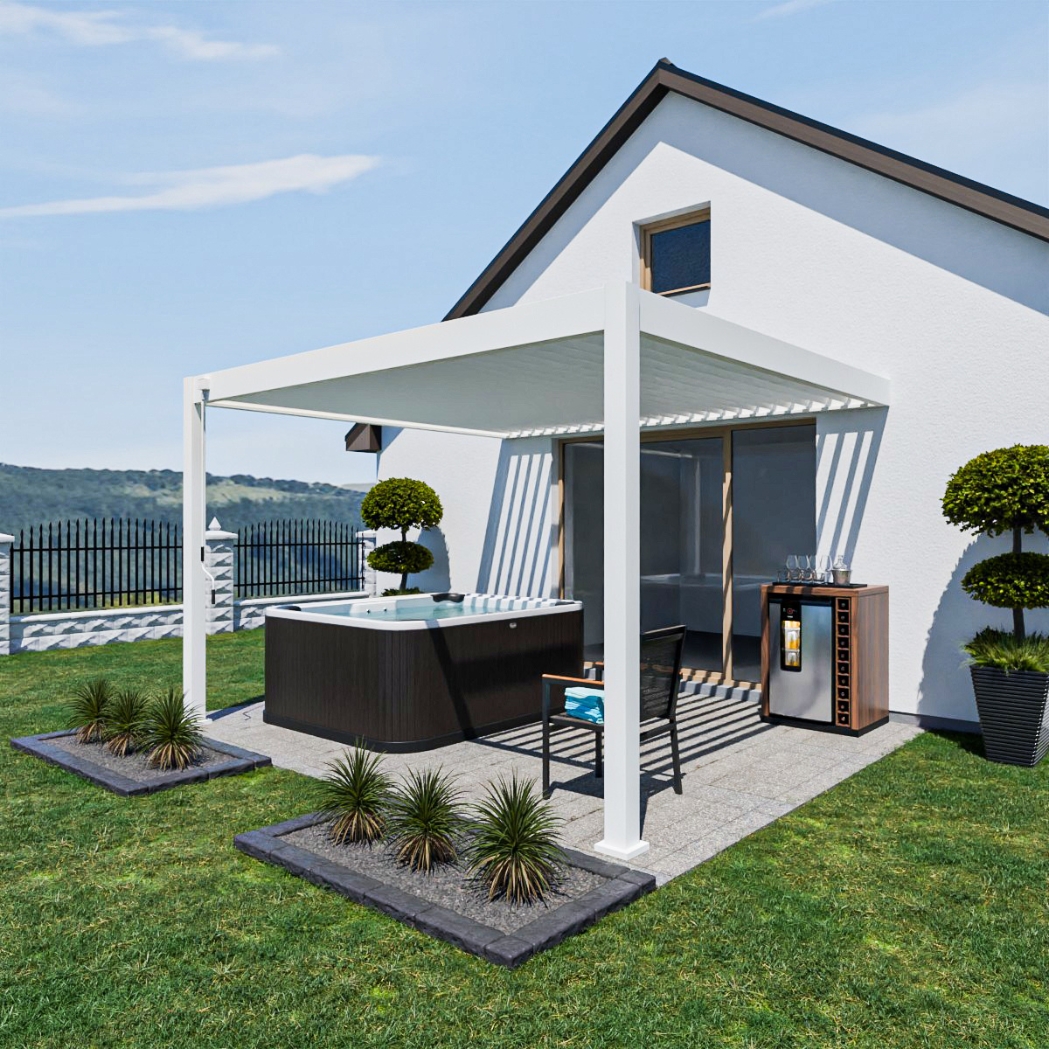 Weide Wandpergola Deluxe Plus 3.6x4m Weiss