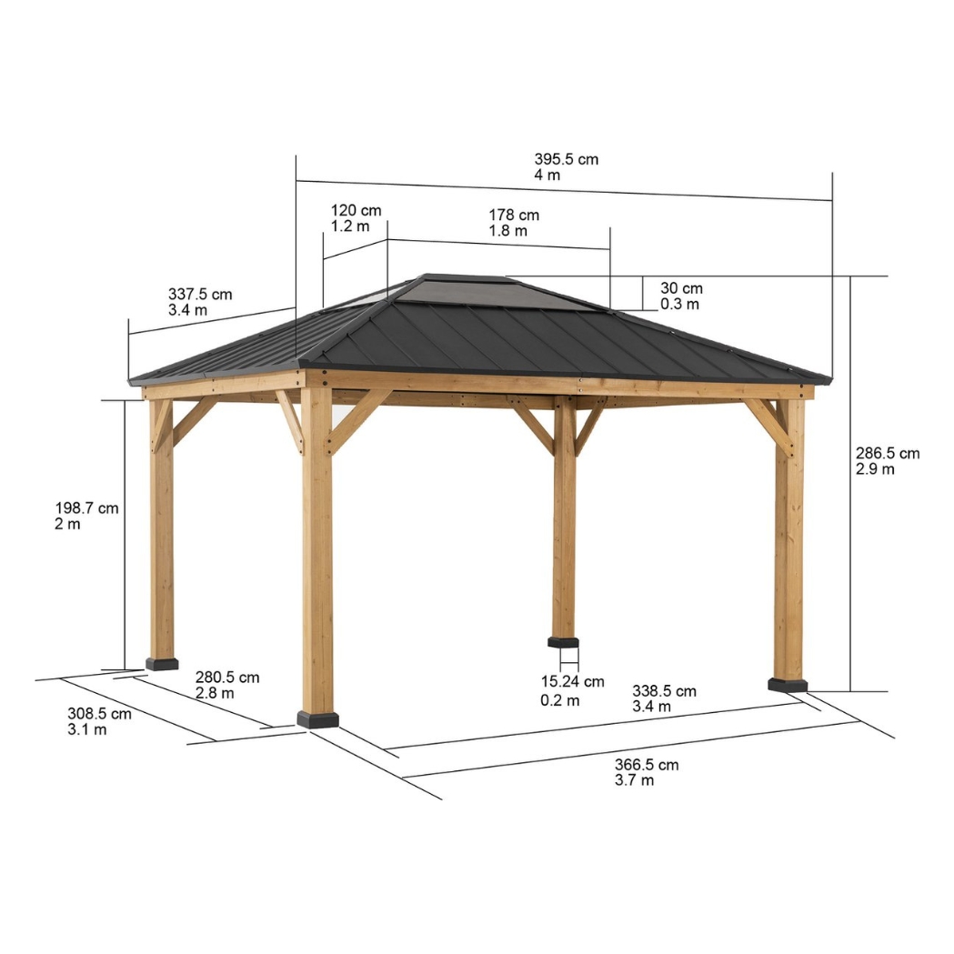 Levi Pavillon 3.36x3.94m Zedernholz Anthrazit – Bild 6