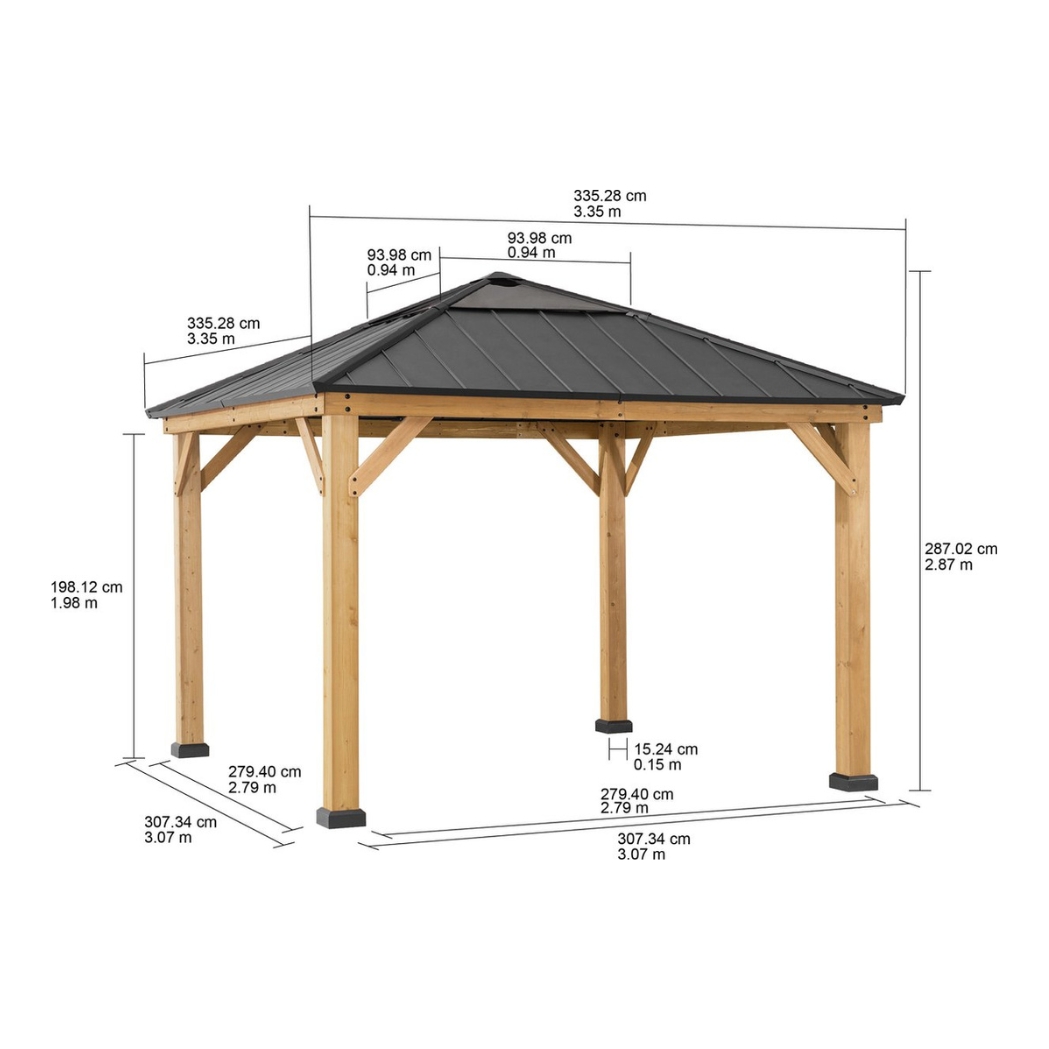 Montana Pavillon 3.36x3.36m Zedernholz Anthrazit – Bild 3