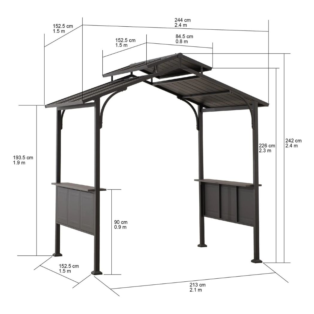 Grill Pavillon Davos 152 cm x 244 cm Anthrazit – Bild 3