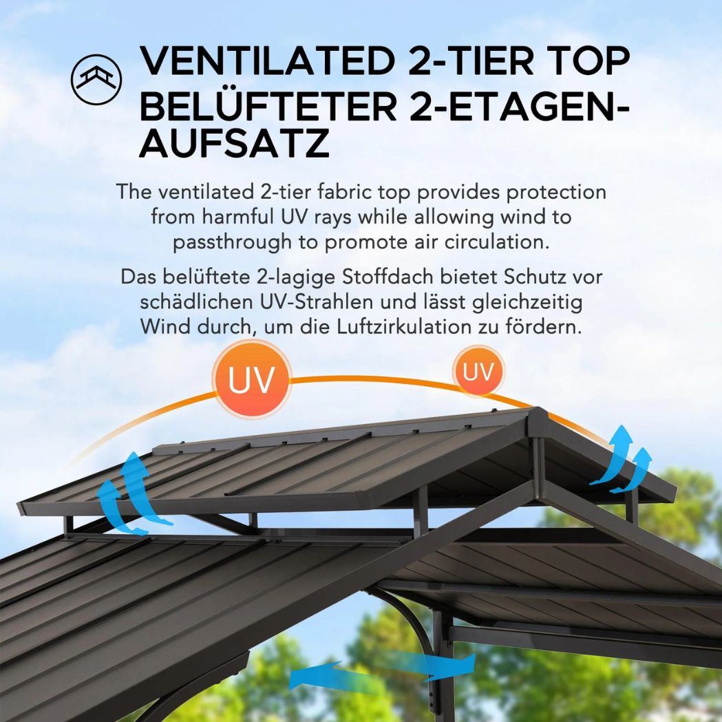 Grill Pavillon Davos 152 cm x 244 cm Anthrazit – Bild 4