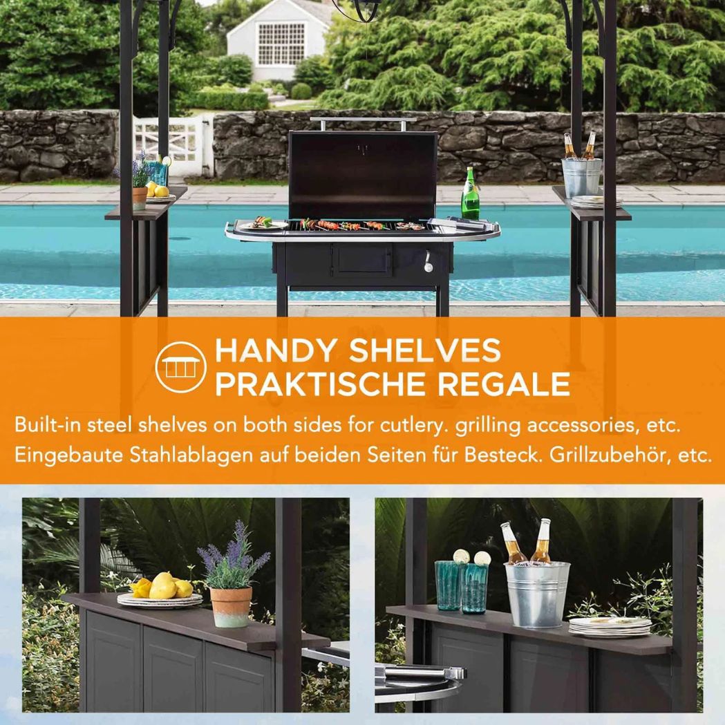 Grill Pavillon Davos 152 cm x 244 cm Anthrazit – Bild 7