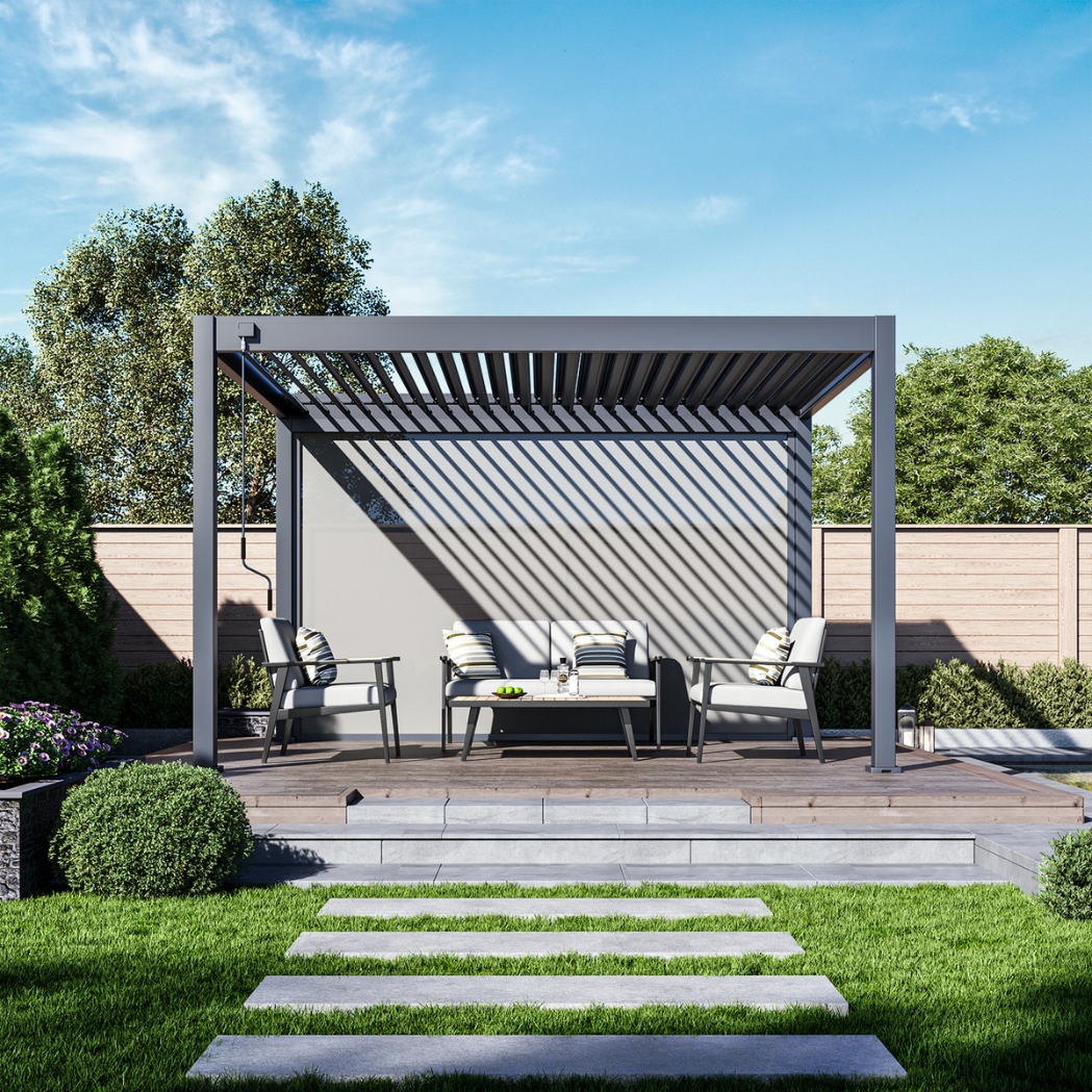 Ventaris Pergola Classic 3x4m Anthrazit inkl. 4m Sonnenrollo - Sonderedition – Bild 2