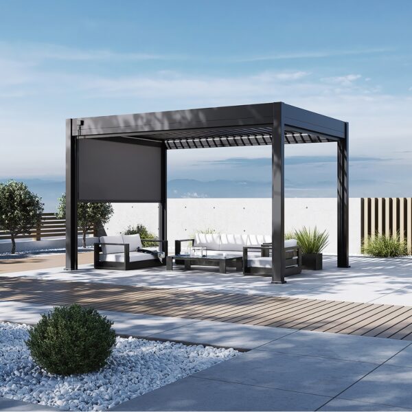 Ventaris Pergola Classic 3x4m Anthrazit inkl. 4m Sonnenrollo - Sonderedition