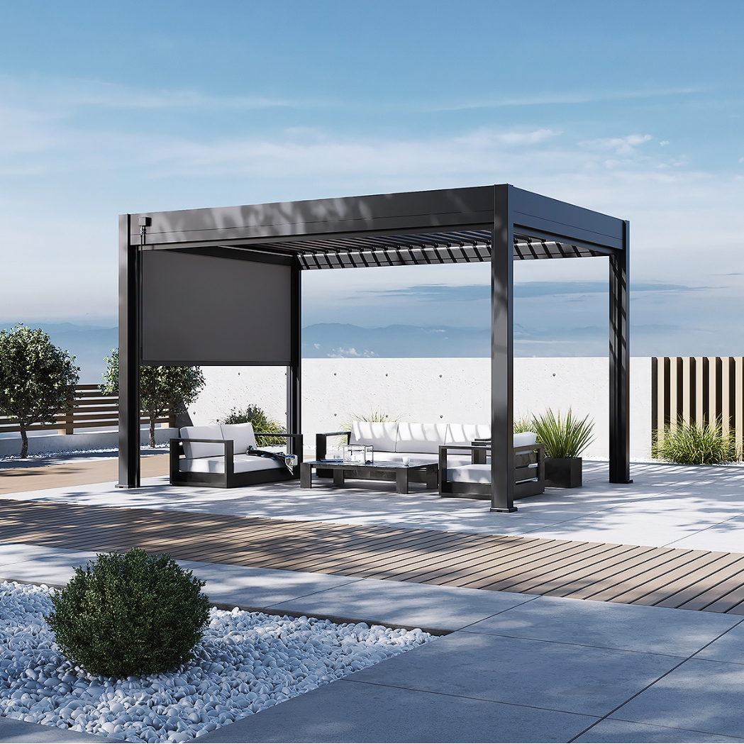 Ventaris Pergola Classic 3x4m Anthrazit inkl. 4m Sonnenrollo - Sonderedition
