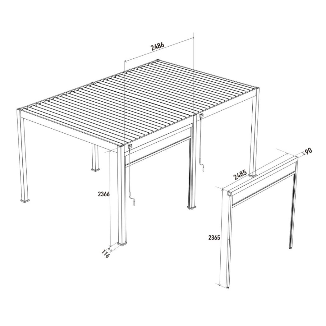 Sonnenrollo für Weide Pergola 2.65m Sand – Bild 5