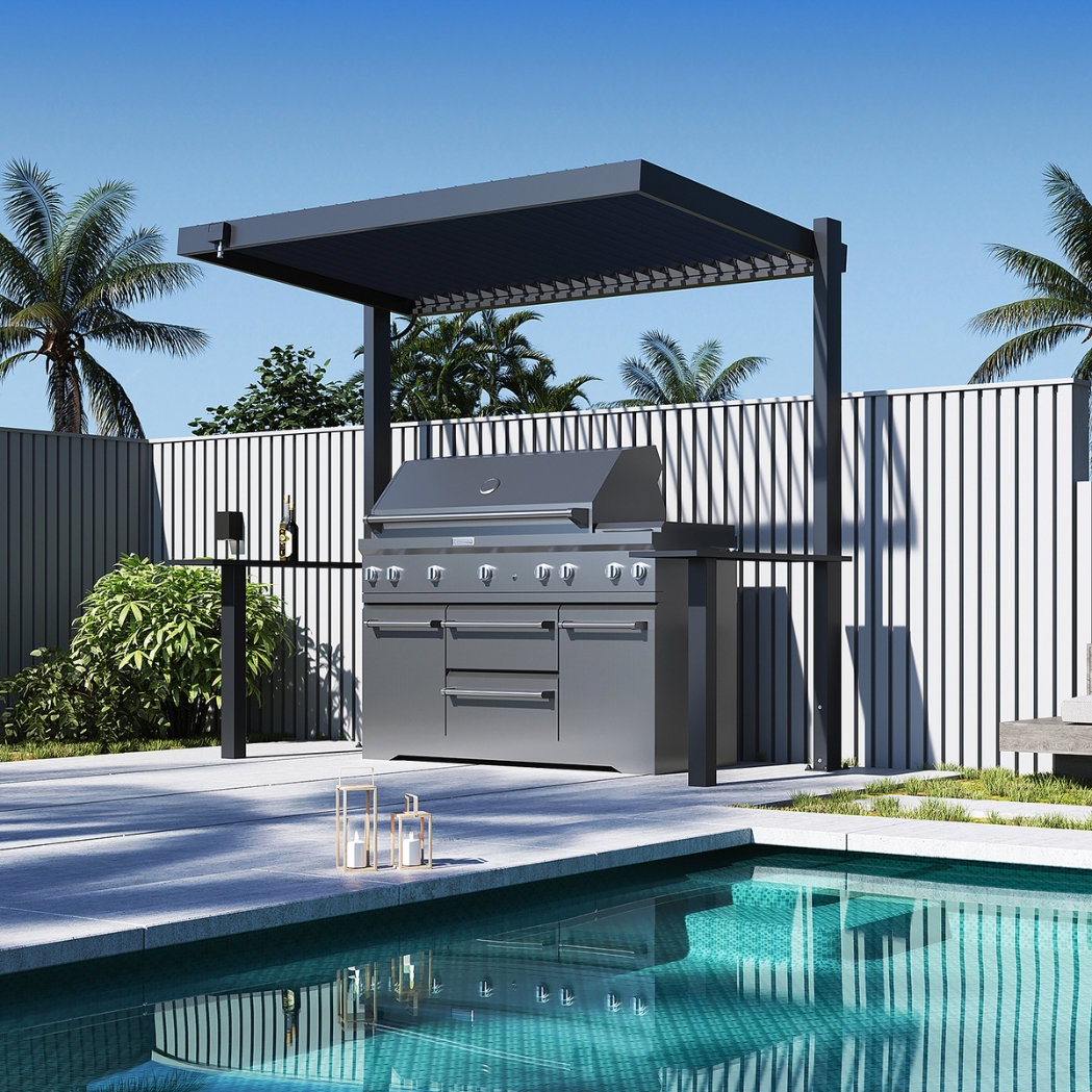Ventaris BBQ-Grillpavillon 2.80 x 1.50m aus Aluminium mit verstellbaren Lamellen