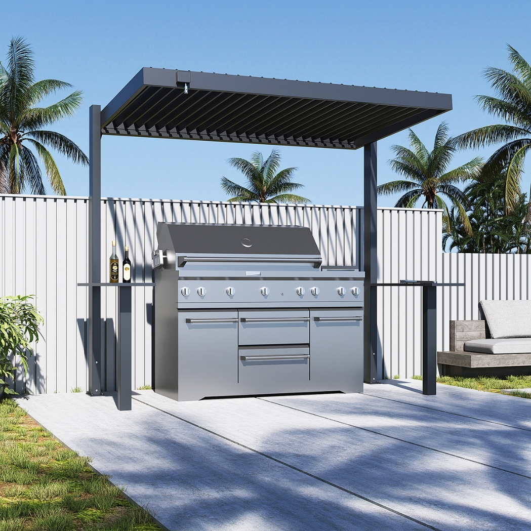 Ventaris BBQ-Grillpavillon 2.80 x 1.50m aus Aluminium mit verstellbaren Lamellen – Bild 2