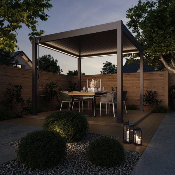 Ventaris Pergola Deluxe Plus 3x3m Anthrazit mit LED-Beleuchtung