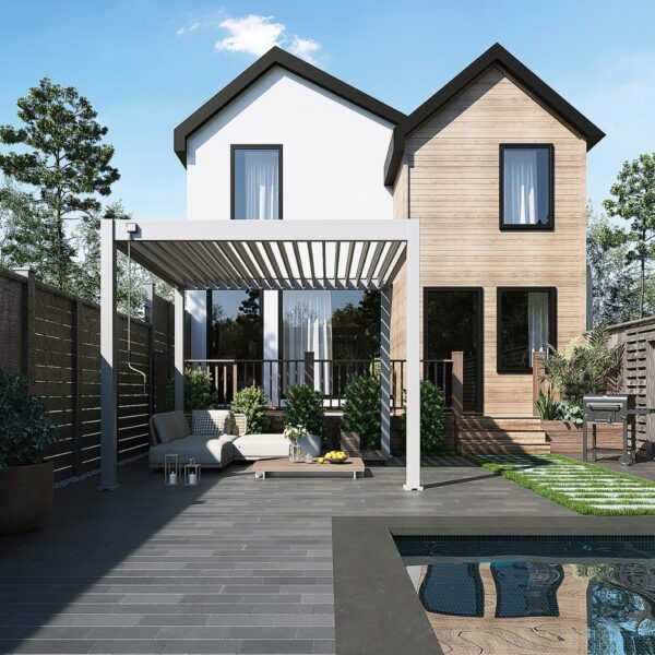 Alternative view of Weide Pergola 3x3m freistehend | Metall & Aluminium | Classic | Ivory Sand