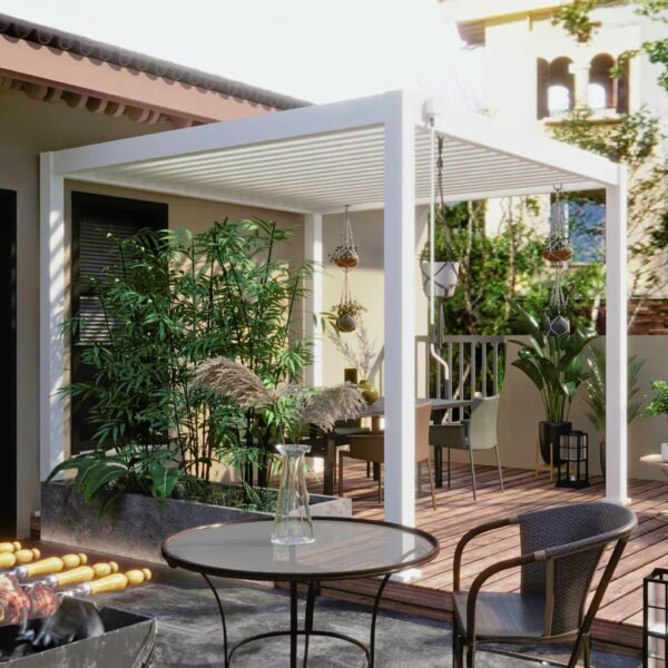 Ventaris Pergola Classic 3x3m mit Lamellendach Weiss