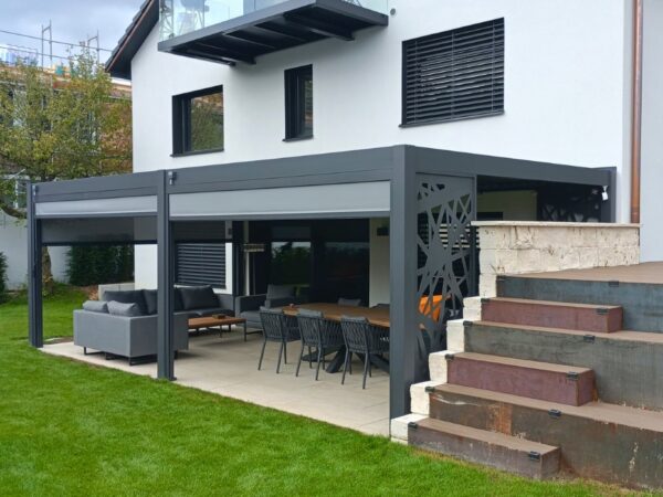 Weide Pergola Deluxe Plus 4x8m mit Lamellendach Anthrazit