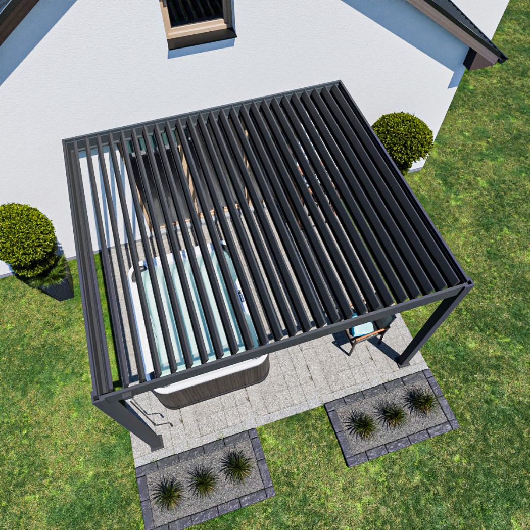 Weide Wandpergola Deluxe Plus 3x3.6m Anthrazit – Bild 4