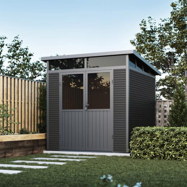 Gartenhaus mit Doppeltür aus Aluminium und WPC 218x218x226 cm | Wetterfest in Anthrazit