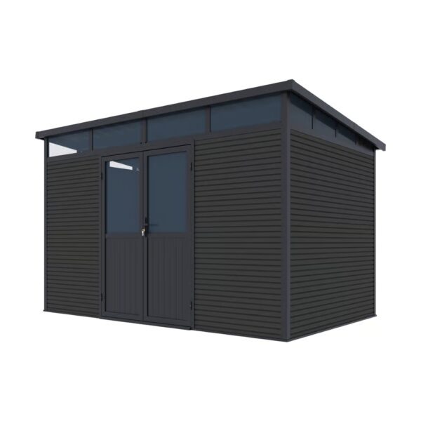 Alternative view of Gartenhaus mit Doppeltür aus Aluminium und WPC 338x218x226 cm | Wetterfest in Anthrazit