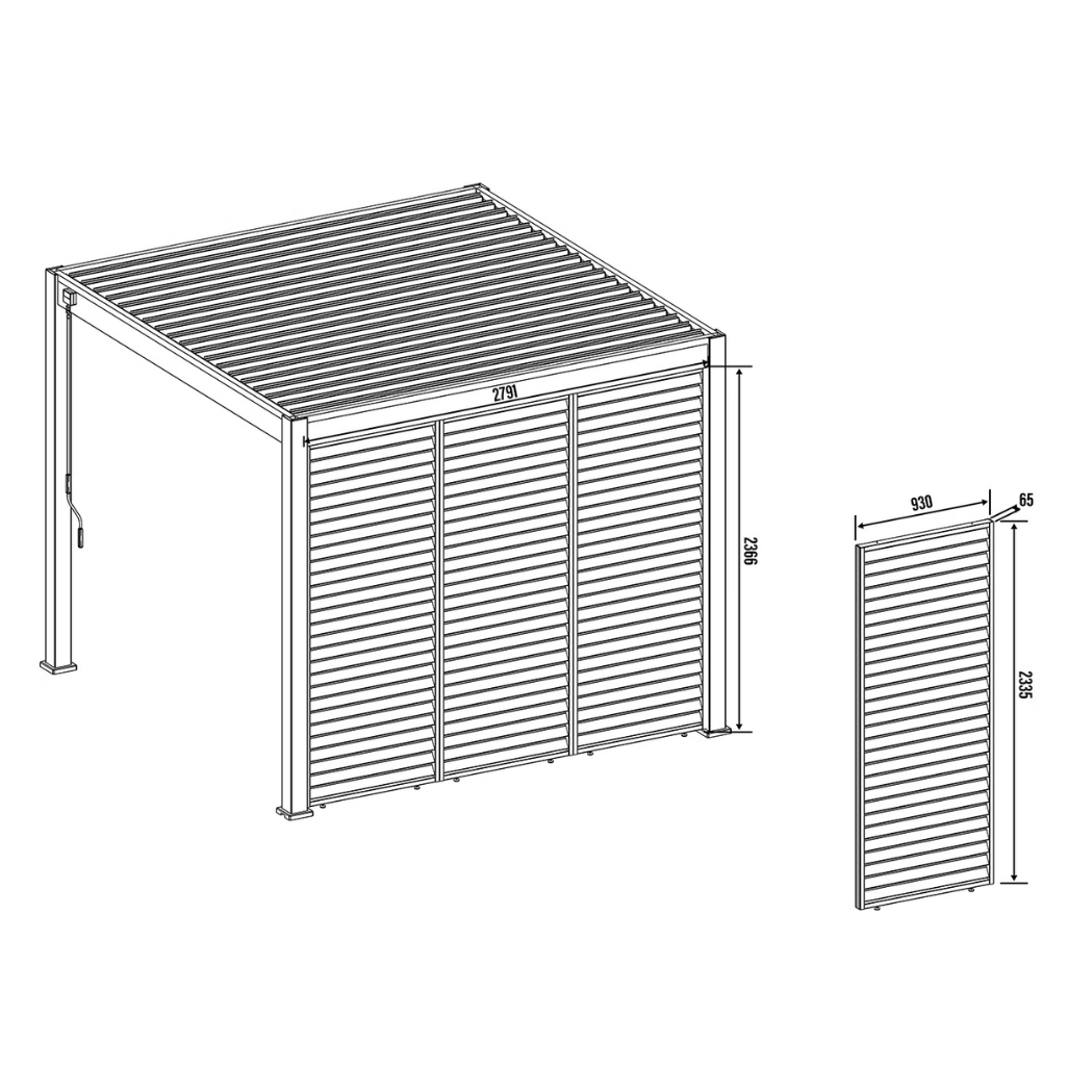 Lamellenwand mit drehbaren Lamellen in Weiss – Bild 4