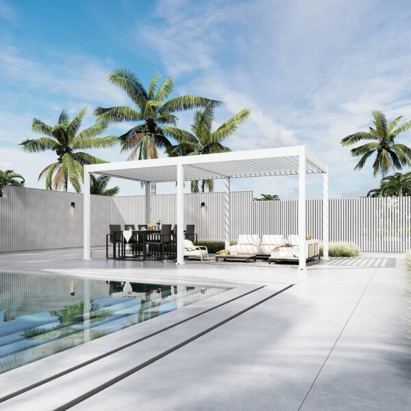 Alternative view of Weide Pergola 3x6m | elektrisches Lamellendach & LED-Beleuchtung | Voll-Aluminium | Weiss