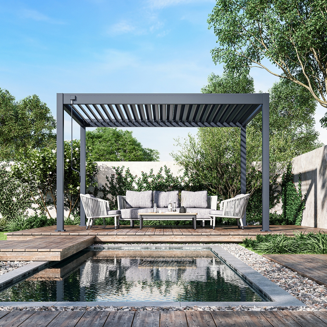 Ventaris Pergola Classic 3x4m mit Lamellendach Anthrazit – Bild 2