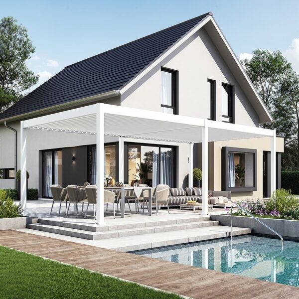 Alternative view of Weide Pergola 3.6x7.2m | elektrisches Lamellendach & LED-Beleuchtung | Voll-Aluminium | Weiss