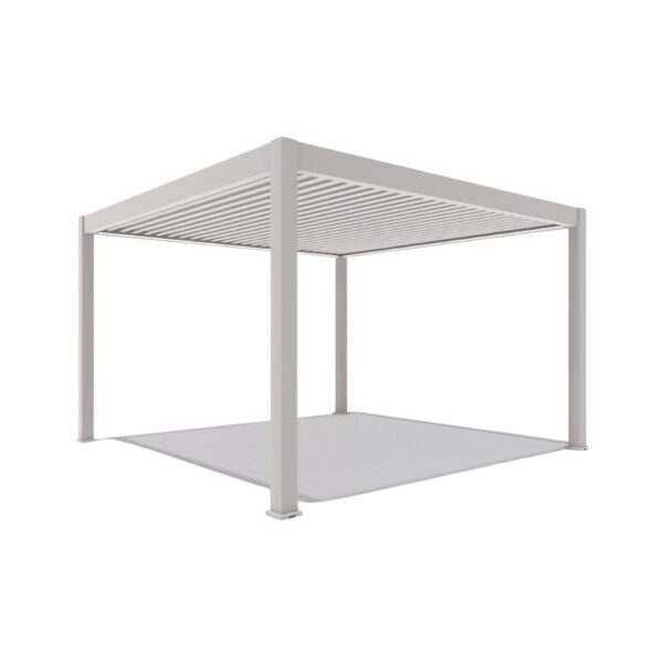 Alternative view of Weide Pergola 4x4m | elektrisches Lamellendach & LED-Beleuchtung | Voll-Aluminium | Ivory Sand