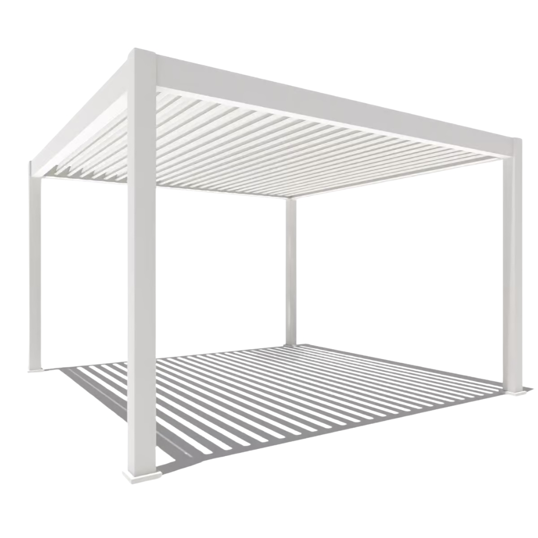 Weide elektrische Pergola 4x4m Weiss mit LED – Bild 3