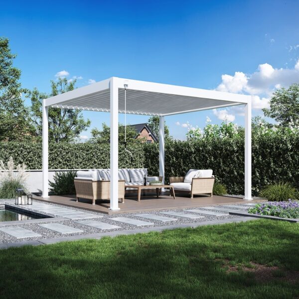 Weide Pergola Deluxe Plus 3.6x4m mit Lamellendach Weiss