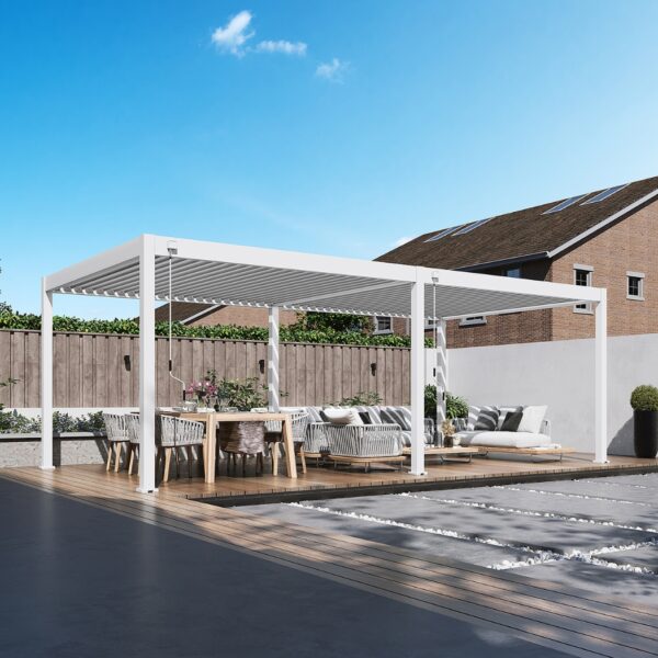 Weide Pergola Deluxe Plus 3.6x7.2m mit Lamellendach Weiss