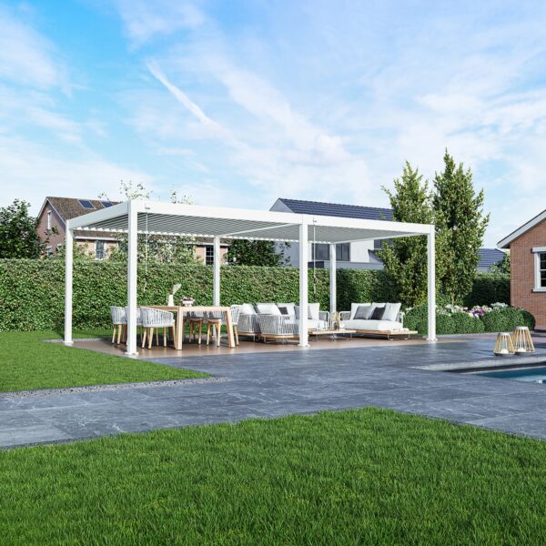Alternative view of Weide Pergola 3.6x7.2m freistehend | Voll-Aluminium | Deluxe Plus | Weiss