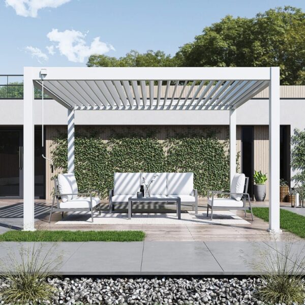 Alternative view of Weide Pergola 4x4m freistehend | Voll-Aluminium | Deluxe Plus | Weiss