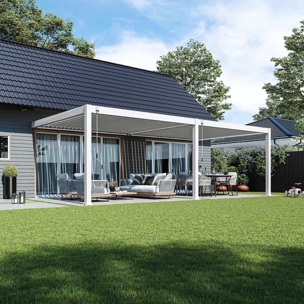 Weide Wandpergola Deluxe Plus 4x8m Weiss