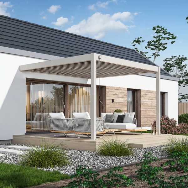 Weide Wall Pergola 3.6x4m | Full Aluminum | Deluxe Plus | Ivory Sand