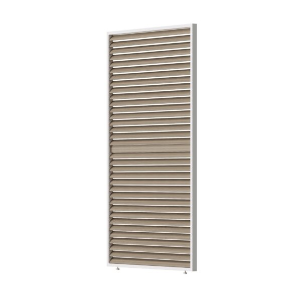 Slatted wall in wood look with rotatable slats in white<span> - </span>0.93m for a 3m side