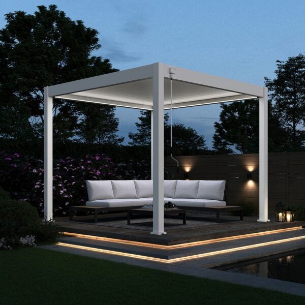 Ventaris Pergola Deluxe Plus 3x3m Weiss mit LED-Beleuchtung