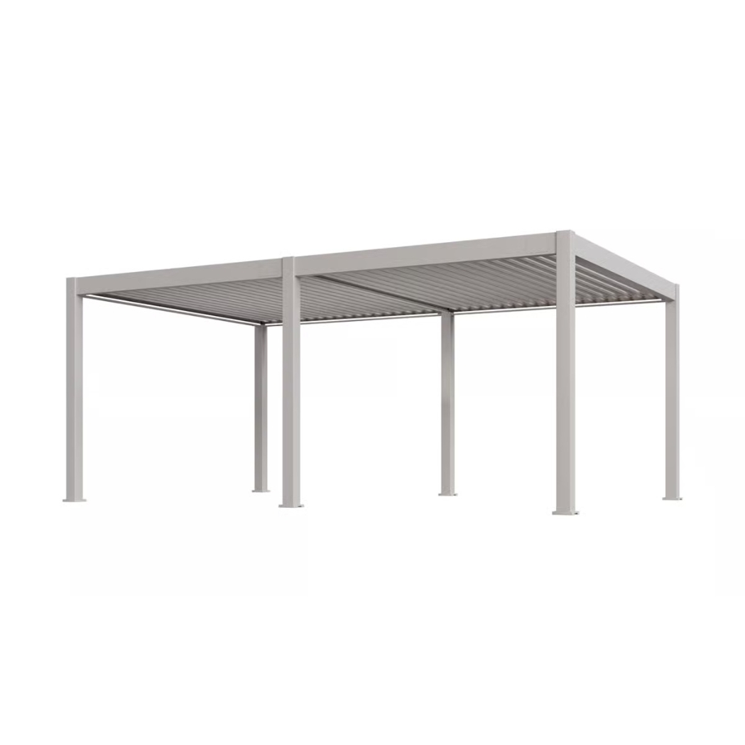 Weide elektrische Pergola 4x6m mit LED | motorisiertes Lamellendach Ivory Sand – Bild 3