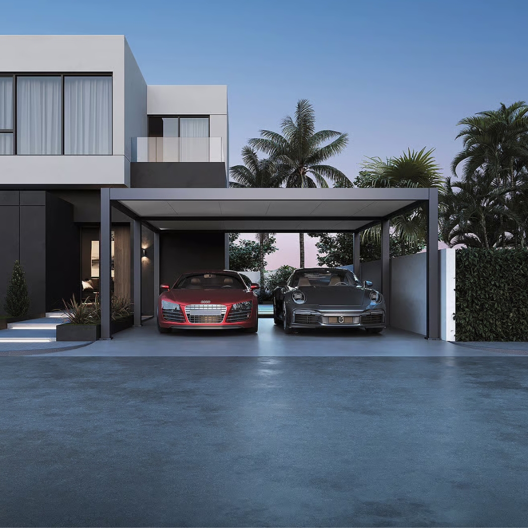 Doppelcarport aus Aluminium | 6x5.3m | Doppelgarage Anthrazit – Bild 2